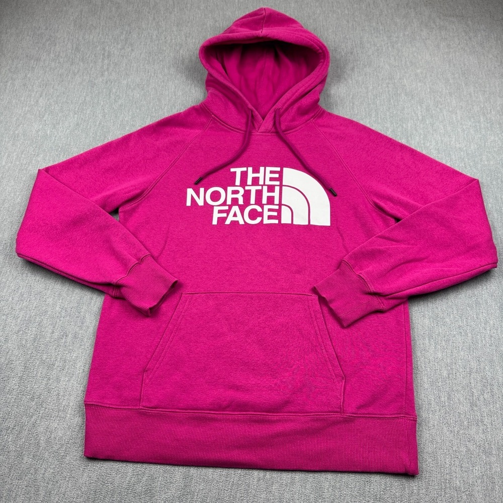 The North Face Hoodie Womens Small Pink Half Dome Fleece Sweatshirt Pullover